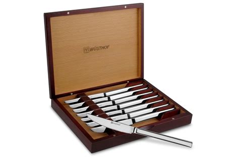 wusthof 8 piece stainless steel steak knife set black box|stainless steel steak knife set.